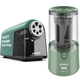 AFMAT 6 Holes Pencil Sharpener for 6-11mm Pencils and Electric Pencil Sharpener for 6-12mm Pencils, 2 Pack