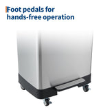 Large Rustproof Garbage Bin with Soft Close Lid, Removable Inner Bucket & Wheels, for Home, Kitchen or Office