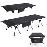 MOON LENCE Height Adjustable Camping Cot - Supports 330 lbs, Portable Folding Bed with Leg Extenders for Camping, Hiking, Sleeping, 1 Pack, Black