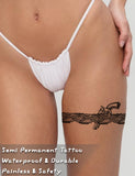 Actgan Semi Permanent Tattoos, 2 Sheets Realistic Gothic Sexy Lace Leg Band & Bat Temporary Tattoo Stickers for Women, Waterproof Non-Reflective, Lasts 1-2 Weeks, Retro Edgy Art for Summer Party