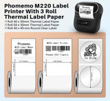 Phomemo M220 Label Maker,3.14" Bluetooth Thermal Printer with 3 Label