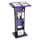 Acrylic Podium Stand with Led Light, Clear Podium with Storage Shelf, Portable Lecterns Pulpit MeiMeiDa