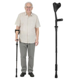 Carehofu Ergonomic Forearm Crutches Spring Assist Crutches for Adults,Comfortable and Height Adjustable Arm Crutches Forearm with Anti-Slip Base,Walking Crutches with Cuffs, Not a Pair (Black)