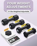Adjustable Dumbbells Set, 4 in 1 Hand Weights Set for Women Men 10 LB Dumbbell Pair Each 2lbs 3lbs 4lbs 5lbs Weights Dumbbells Set with TPU Soft Rubber Handle for Home Gym Exercise Fitness - Black