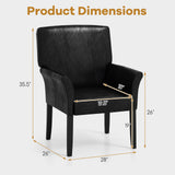 GIANTEX Office Guest Chair, Upholstered Faux Leather Chair with Arms & Rubber Wood Legs, Comfy Reception Chair, Executive Accent Armchair, Side Chair for Waiting Room, Meeting Room, Living Room