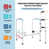 665lbs Toilet Safety Rail - Medical Grade Heavy Duty Bariatric Support Frame - No-Drill Stand Assist with Vacuum Suction Cup & Foam Handles - Adjustable Height & Width for Seniors, Post-Surgery
