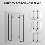 Foskbaths Bathtub Shower Door, Semi-Frameless Bypass 48" W x 55" H Foldable Hinged Bathtub Glass Door 1/4" Tempered Glass Shower Door with Explosion-Proof Film Matte Black