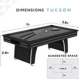 Fat Cat Tucson 7 Foot Pool Table with Automatic Ball Return, Billiard Table with Arcade Style Black Finish, 818 Bumpers, Includes Cues and Balls