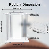 Church Pulpit with Led Lights, 46” Acrylic Pulpits for Churches, Transparent Podium Stand with Wheels& Spacious Reading