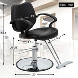 BestMassage | Barber Chair | Hydraulic Styling Chair | PU Leather | Adjustable Height | Footrest | Anti-Slip Chrome Base | Heavy-Duty Steel Frame | Black | for Hair Stylists & Home Use