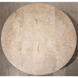 BOWERY HILL Contemporary Round Stone Top Coffee Table in Alabaster Travertine for Living Room, 36" D x 36" W x 18" H