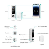 Doorbell Camera Wireless, Video Doorbell Wireless with Chime, 2 Way Audio, Voice Changer, 30s Voice Message, White ZUMIMALL