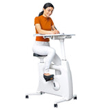 FLEXISPOT Exercise Bike with 2D Desktop, Space Saving Under Desk Bike with Removable Desk, Stationary Bikes Indoor Cycling Bikes with 8 Level Resistance Upgraded Max Flywheel LCD Tracking, V9MAX-White