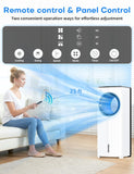 CENSTECH Windowless Portable Air Conditioners, 27" Bladeless Evaporative Air Cooler w/Dual Tanks for 24H Cooling, 4 Modes & 3 Speeds, 25FT Remote&Timer, 360° Swing Swamp Cooler Air Conditioner Indoor