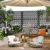 Metal Privacy Screen Outdoor 72" H×46" W, Freestanding Decorative Privacy Fence Panel for Backyard