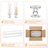 NUPTIO Hurricane Candle Holder for Centerpiece: Set of 6 Glass Candlestick Taper Holders with Open Ended Cover - Tapered Candle Stick Stand for Thanksgiving Christmas Fireplace Dining Table Decor