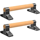 SELEWARE Wood Push up Bars Parallettes Bars Anti-Slip Handstand Bars for Calisthenics, Fitness, Floor Workouts Solid Wood with Sturdy Metal Bracket, Support 500 lbs 16 * 6.5 * 4 inch SELEWARE