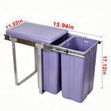Under-Cabinet Pull-Out Trash Can - Double Lidded, Waterproof & Moisture-Resistant Carbon Steel Kitchen Garbage Bin for Sink Base Cabinet Use, Space-Saving Design