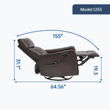 MOOLSUN Faux Leather Recliner Sofa Set with 360-Degree Swivel Chair, Living Room Furniture Set with Reclining Seats, Ideal for Home, Office, or Theater Seating（K-Dark Brown Faux Leather,Chair）