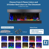 Touchstone Chesmont Smart Electric Fireplace- Wall Hanging Fireplace with 50" Wide Black Floating Mantle- Alexa/WiFi Enabled-10 Color-1,500W Heater- Crystals & Driftwood-Model 80034