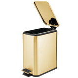 1.3 Gallon Rectangular Slim Metal Trash Can w/ Foot Pedal, Easy-Close Lid, Narrow Wastebasket