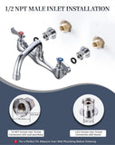 Phivan NSF/ANSI 61 Certified 8" Lead-Free Commercial Sink Faucet Wall Mount, 3 Compartment Sink Faucet with 8" Swivel Spout & Ceramic Valve for Kitchen/Restaurant/Laundry/Utility Sinks, 2 Hole