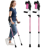 Dyna-Living Ergonomic Forearm Crutches for Adults - 3 Adjustable Angles Folding Forearm Crutches, Lightweight Aluminum Crutches with Adjustable Elbow Elastic Band