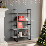 Modern 4-Tier Wooden Bookshelf 100x30x140 cm - Stylish Room Divider & Storage Shelf for Living Room & Office - Concrete Grey Finish, Versatile Home Organizer