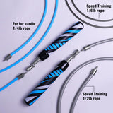 Hererope Weighted Jump Rope for Men & Women, 1/6lb, 1/4lb, 1/2lb Interchangeable Weighted Jump Rope Set with Precision Ball-Bearing, Anti-Slip Leather Grip - Jump Ropes for Fitness, Speed Training, Endurance Building & Total Body Workout