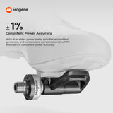 Magene P715 Dual-Sensing Side Power Meter Cycling Pedals, Silver, ±1% Accuracy Bike Power Meter, SPD-SL Compatible, 120h Battery Life, Bluetooth & ANT+, Easy 1min Install
