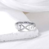Oseew 5mm Freshwater Pearl Ring with 5mm Moissanite Sterling Silve Engagement Wedding Promise Ring 7 Size for Women