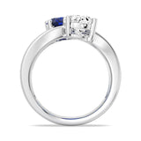 MSBLUE 6CT Size 9 Engagement Rings, Oval Cut Moissanite with Lab Grown Oval Sapphire or Ruby, Couple Anniversary Ring Set or Women’s Wedding Ring, GRA Certificate