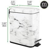 mDesign Small Modern 1.3 Gallon Rectangle Metal Lidded Step Trash Can, Compact Garbage Bin with Removable Liner Bucket and Handle for Bathroom