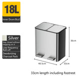 Dual Compartment Step-On Trash Can with Lid – Kitchen Waste Sorting & Recycling Bin, Hands-Free Operation, Odor Control, Durable for Home & Office Use