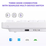 XVX L75 Air Low Profile Mechanical Keyboard Wireless w/Pro V2 Push‑Pull Fast‑Locking Aviator Coiled USB‑C Cable-White