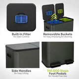 18.5 Gallon (70L) Dual Compartment Kitchen Trash Can - Hands-Free Step Pedal