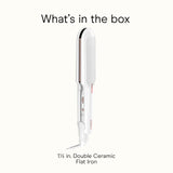 Conair Double Ceramic Flat Iron, 1½-inch Flat Iron, 5 Heat Settings Up to 410°F, Extra-Wide Floating Plates, For All Hair Types and Textures, White