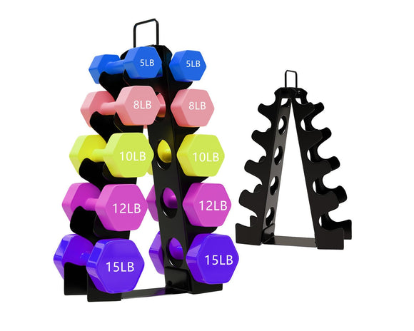 okugafit Dumbbell Rack Stand Only, 5 Tier Compact A-Frame Dumbbell Rack with Upgraded Handle, Weight Rack for Dumbbells, Dumbbell Rack for Home Gym Space (Not Included Dumbbells) okugafit