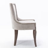 MOOLSUN Fabric Dining Chairs Set of 4, High Back Side Chairs, Modern Padded High-End Tufted Upholstered Chairs with Button-Tufted Back & Rear Pull Tabs, Solid Wood Legs C-Beige-(Wood Legs)
