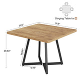 Tribesigns Square Dining Table Set of 4, 31.5" Modern Dinner Table with Metal Base, Kitchen Table for Dining Room, Small Space, Apartment, Natural & Black (Chairs are not Included)