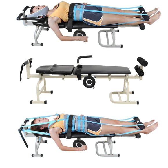 Cervical Vertebra Traction Table, Back Bench, Waist Bed, Body Spinal Decompression, Cervical Vertebra and Lumbar Vertebra Massage Bed, Physical Heal Extension Device, Back Stretch Bench Benediction Life