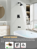 Black Shower Head and Handle Set 5 Inch Bathtub Faucet Shower Faucet with 6-Spray Shower Head Shower Valve Kit Modern Shower Set High-Pressure Shower Trim Kit