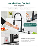 APPASO Pull Down Kitchen Faucet Touchless Black, Motion Sensor Activated Automatic Kitchen Faucet, High Arc Commercial Pre-Rinse Hands-Free Faucets for Kitchen Sink, Matte Balck (Side Sensor)