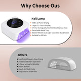 Kikugu Cordless UV LED Nail Lamp,72W Rechargeable Nail Dryer for All Gel Nails with 5 Timers & Mirror Base,Touch Control & Auto Sensor,Ideal for Training,Nail Art Pratice,Home and Salon(White)