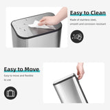 Takywep Bathroom Trash Can with Lid, 12L / 3.2 Gallon Stainless Steel Garbage Can with Foot Pedal & Removable Inner Bucket, Rectangular Small Step Waste Bin for Kitchen Living Room (Silver)