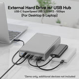 Avolusion PRO-G1 Series 8TB USB 3.2 Gen 2 (10Gbps) USB-C External Hard Drive w/USB HUB for Windows or MacOS Desktop PC/Laptop (Silver)
