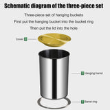 Integrated Countertop Trash Can Stainless Steel Pull-Out Waste Bin for Kitchen Cabinet Hidden Recycling Bin with Swing Lid Space-Saving Garbage Solution