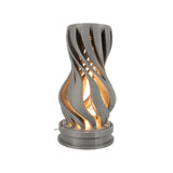 MAKER 3D Twist Spiral Table Lamp in Grey - Handmade 3D Printed Shadow Projection Night Light, Dimmable USB LED Bedside Accent Lamp for Bedroom, Nursery and Office Desk Decor