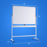Rolling Dry Erase Board 48 x 36 - Large Portable Magnetic Whiteboard with Stand - Double Sided Easel Style Whiteboard with Wheels - Mobile Standing Whiteboard for Office, Classroom & Home KAMELLEO