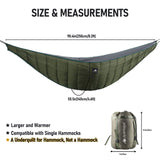 AYAMAYA Single & Double Hammock Underquilt Full Length Big Size Under Quilts for Hammocks, Camping Backpacking Essential, Winter Cold Weather Warm UQ Blanket Bottom Insulation